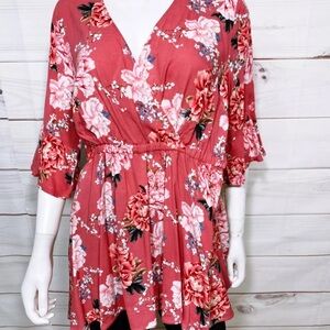 Torrid Romantic Babydoll Vneck Tunic Top Shirt Blouse Pink Women’s Plus 5 5X